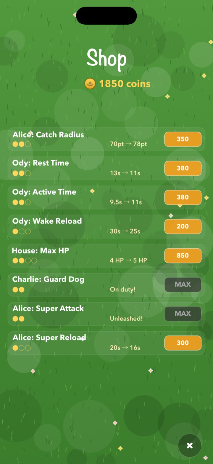 The in-game shop listing upgrades priced in coins